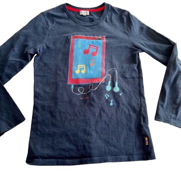 Paul Smith Jr boys musical notes graphic long sleeve tshirt size 8 - Picture 1 of 6